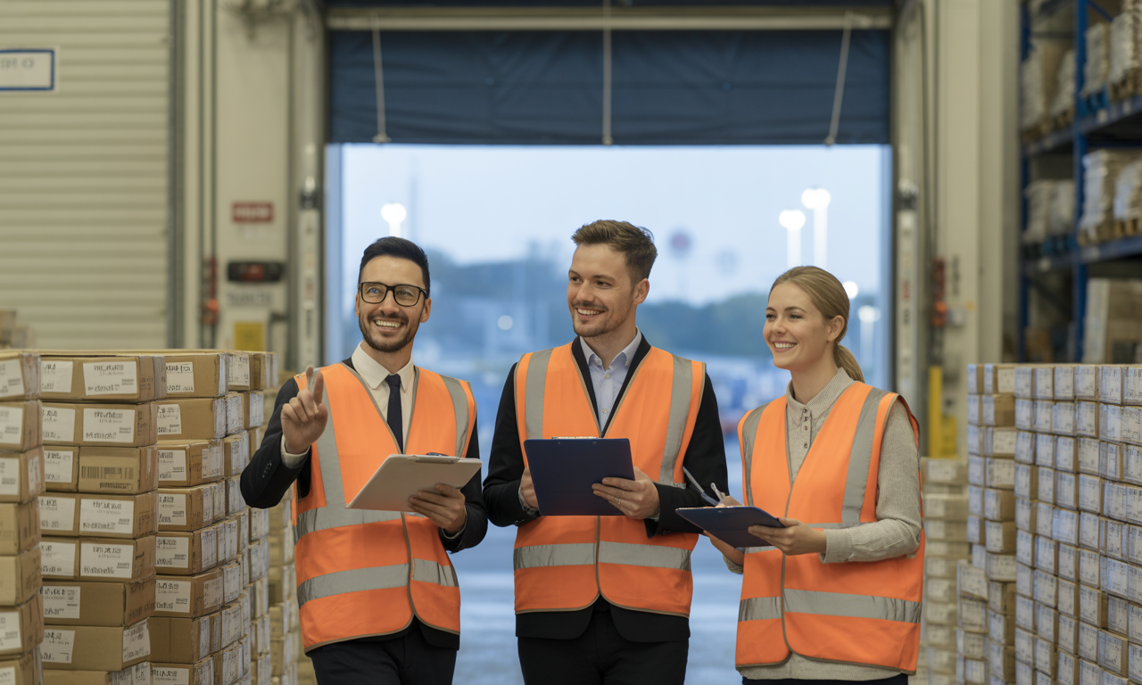 A general warehouse environment with boxes and equipment.