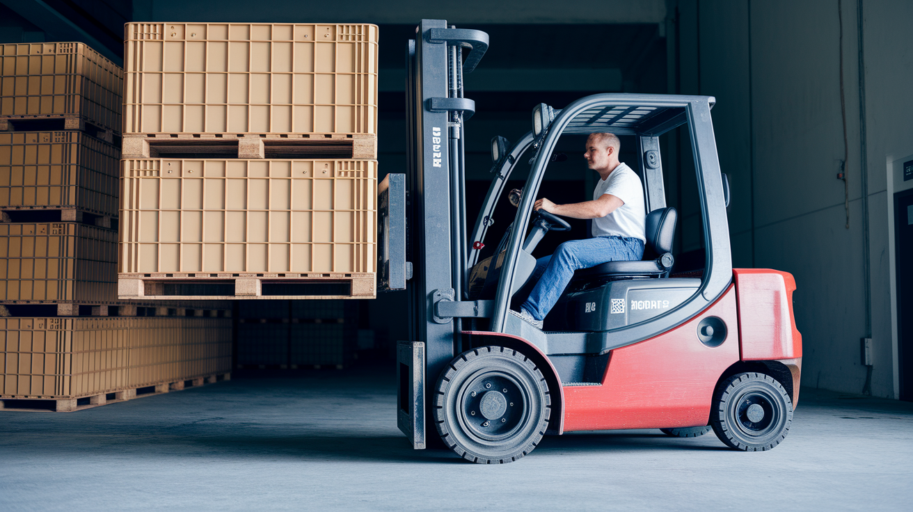 A general warehouse environment with boxes and equipment.