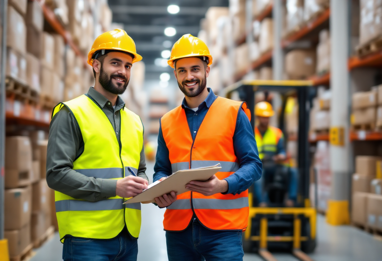A general warehouse environment with boxes and equipment.